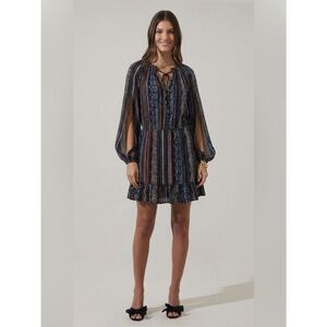Jessica Simpson Boho Peasant Mini Dress Size M Long Sleeve Fall Festival Vibes